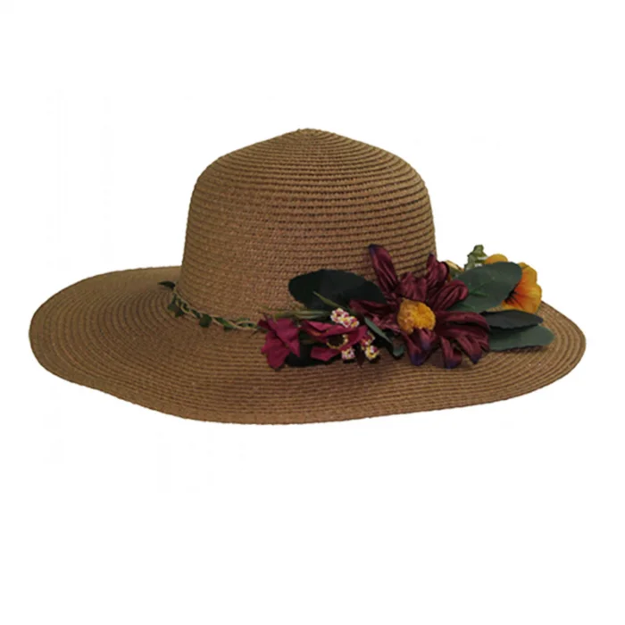 Çiçekli Hasır Kadın Şapka 3869