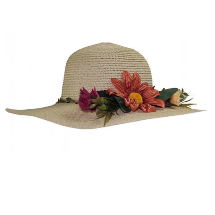 Çiçekli Hasır Kadın Şapka 3869