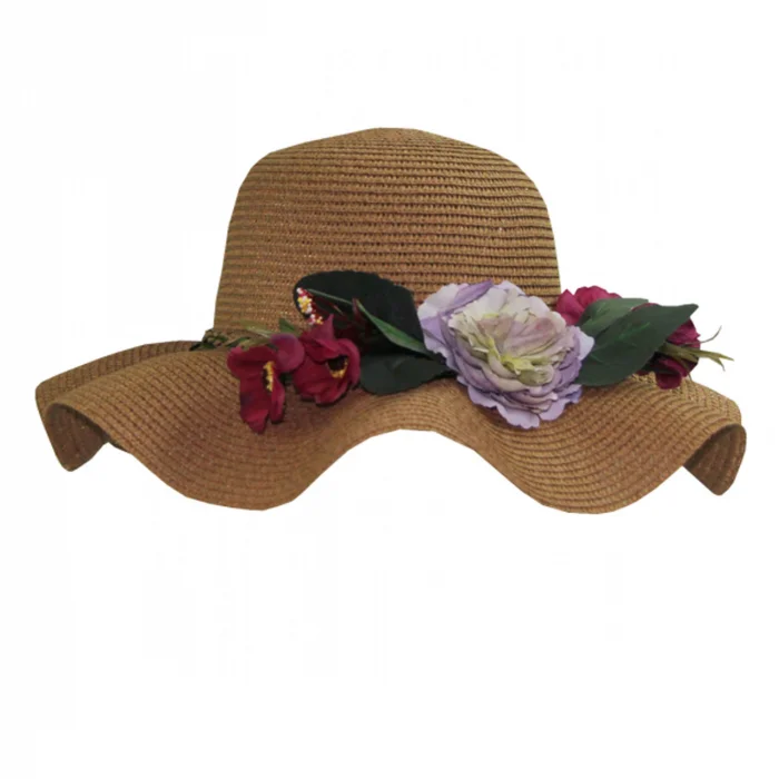 Kadın Çiçekli Hasır Şapka 3870