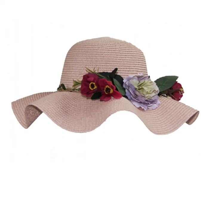 Kadın Çiçekli Hasır Şapka 3870