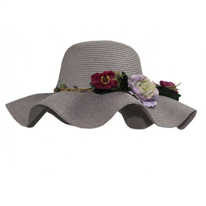 Kadın Çiçekli Hasır Şapka 3870