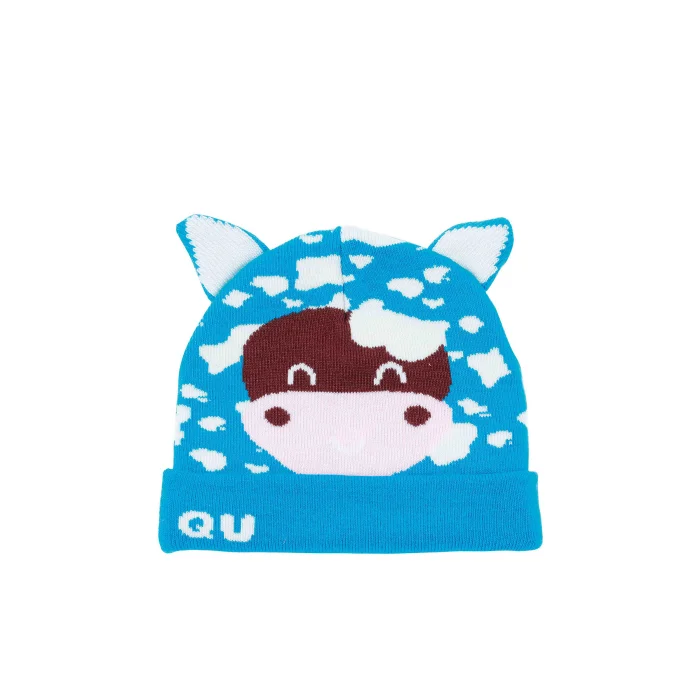 Inek Desenli Kız Bebek Kırmızı Bere 5830-Turkuaz