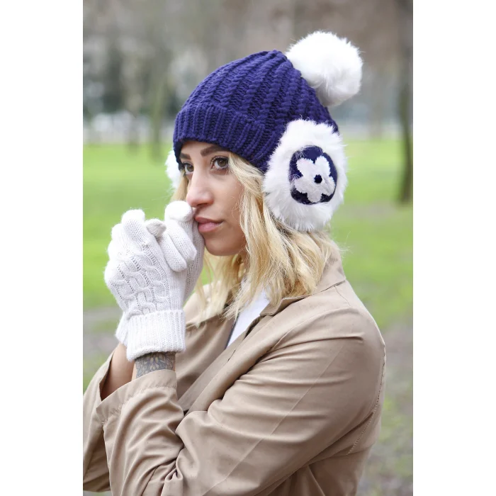 Kadın Kulaklıklı Bere 4753 Lacivert