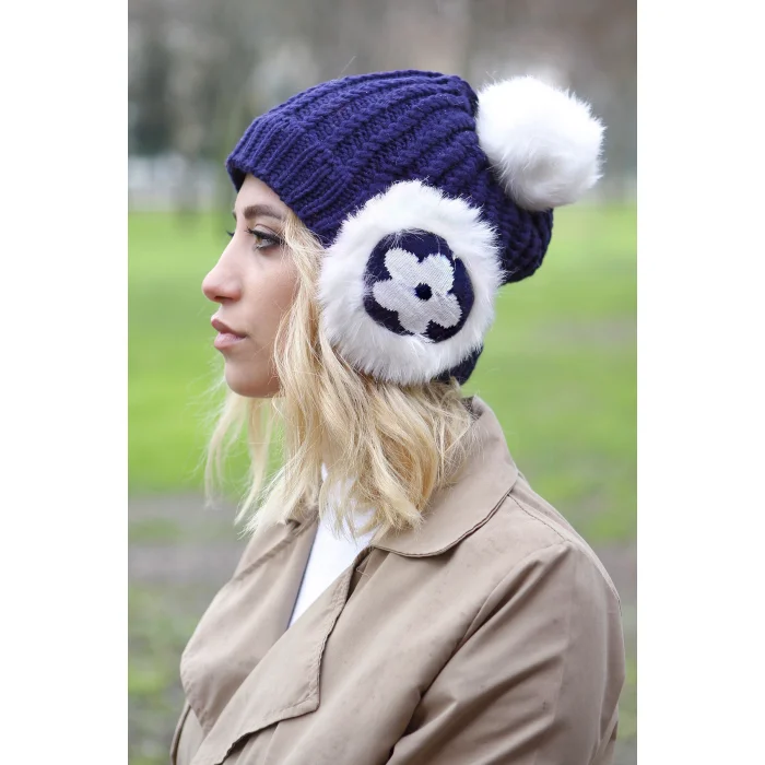 Kadın Kulaklıklı Bere 4753 Lacivert