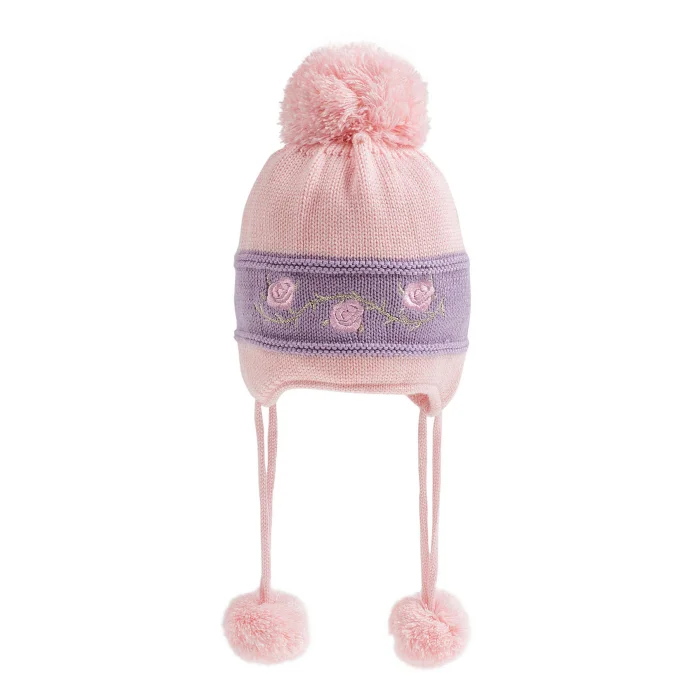 Kız Bebek Çiçek Işlemeli Somon Bere 1160-0-1 Yaş