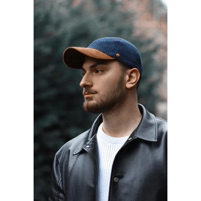 Lacivert Deri Şapka 7431