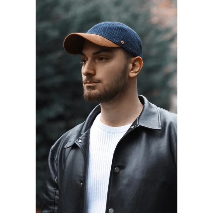Lacivert Deri Şapka 7431