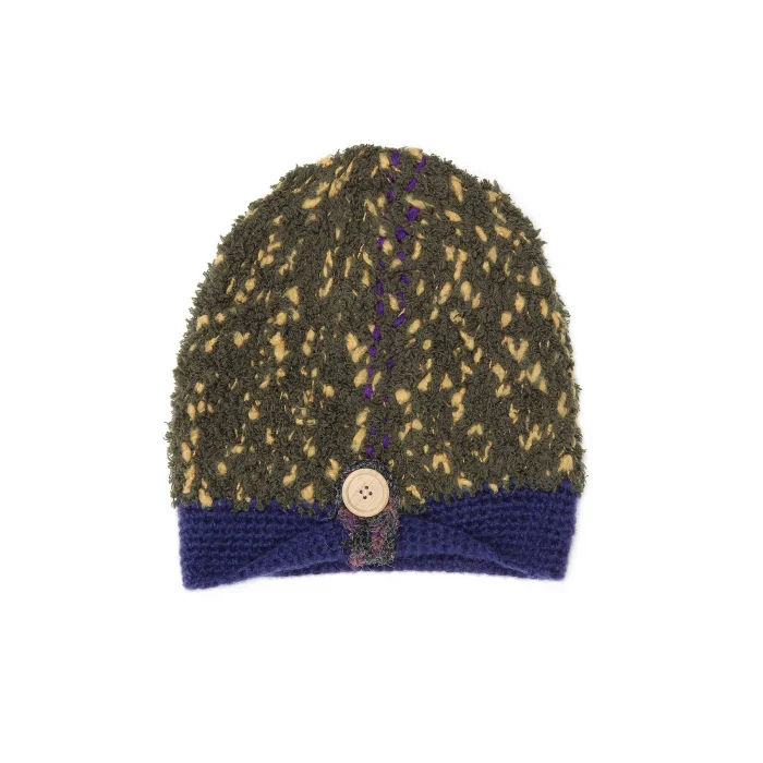 Düğmeli Kadın Bere Yeşil 7929