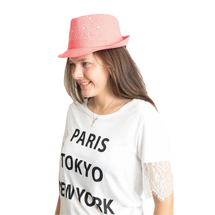 Taşlı Kadın Fötr Şapka 4120