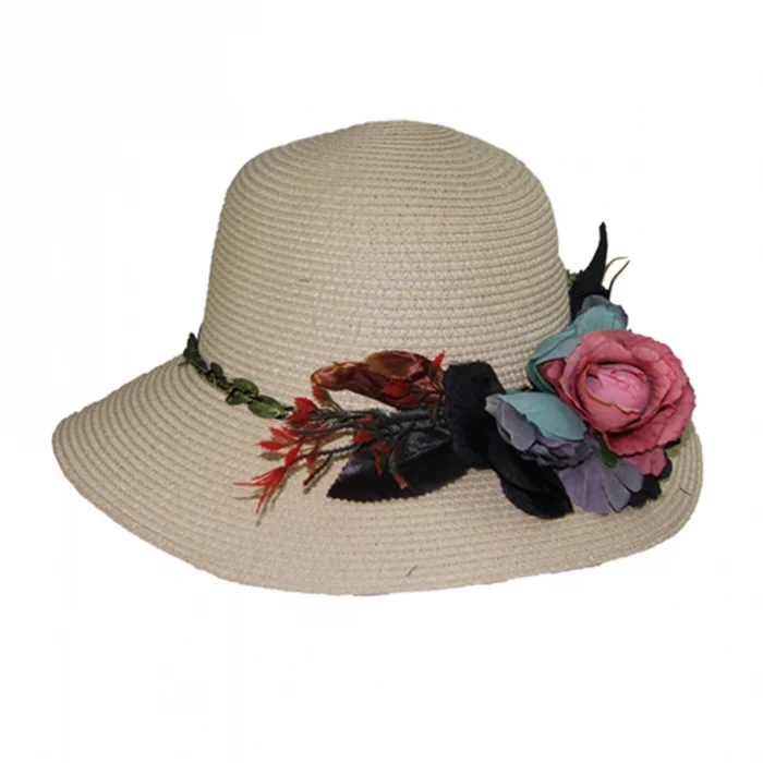 Çiçekli Hasır Kadın Şapka 3868