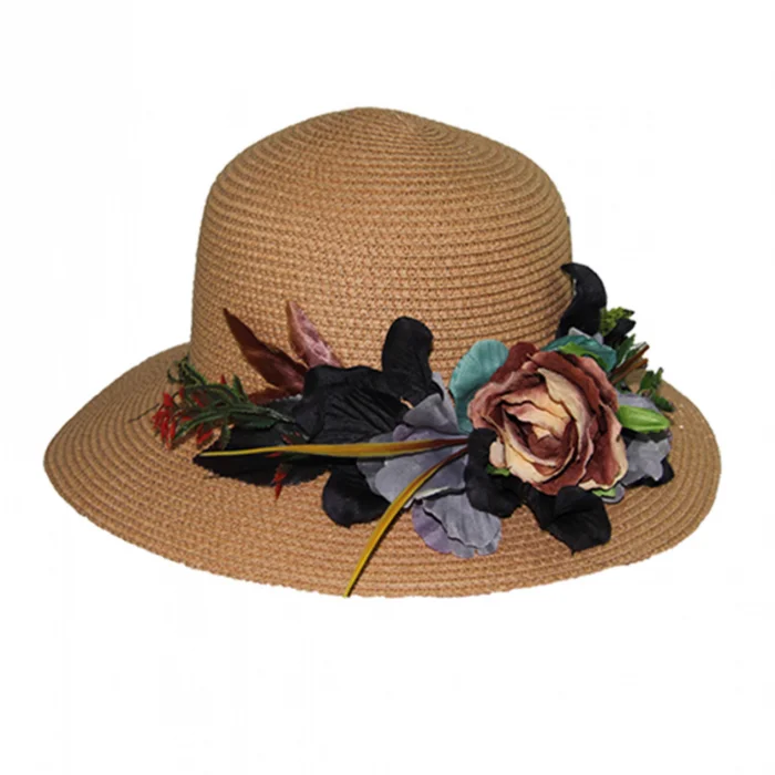 Çiçekli Hasır Kadın Şapka 3868