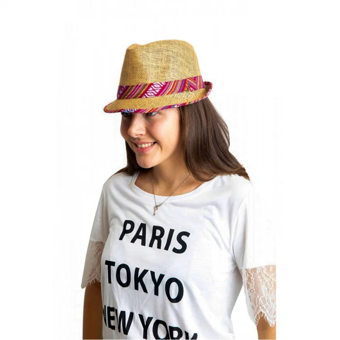 Şerit Desenli Kadın Fötr Şapka 6255