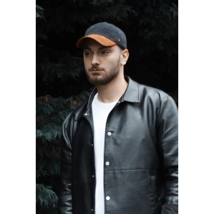 Gri Deri Şapka 7431