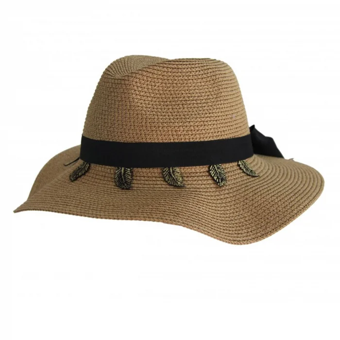 Yaprak Detaylı Hasır Kadın Şapka 1440