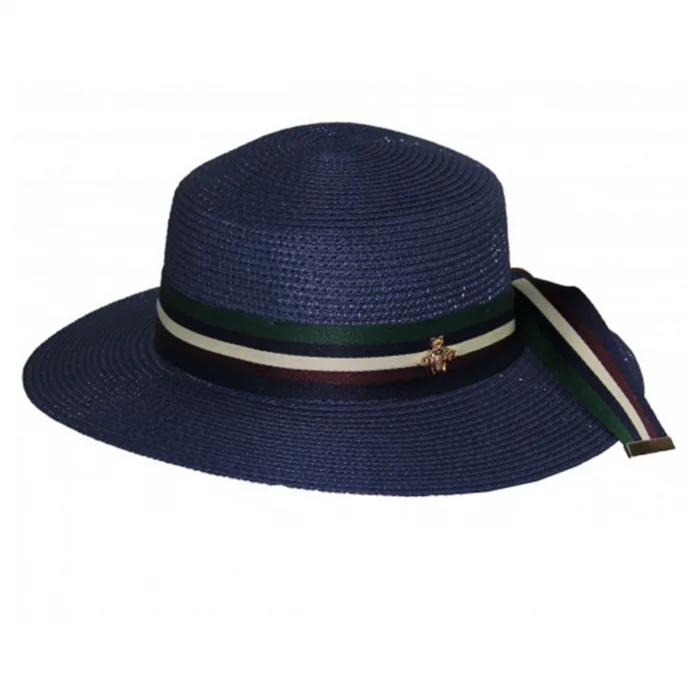 Kadın Şeritli Hasır Şapka 3853
