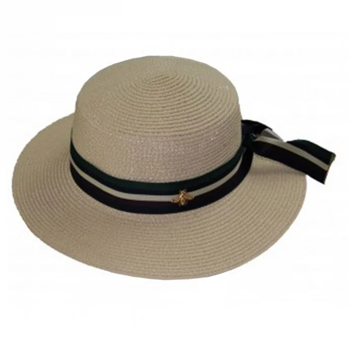 Kadın Şeritli Hasır Şapka 3853