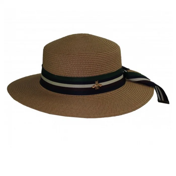 Kadın Şeritli Hasır Şapka 3853