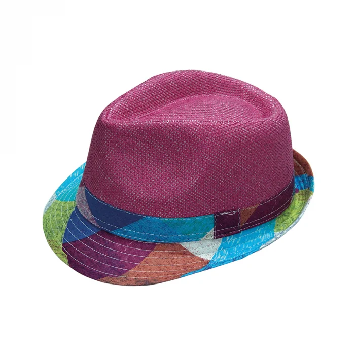 Yazlık Siperi Desenli Hasır Fötr Kadın Şapka 6261