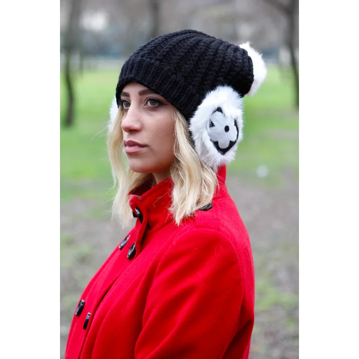 Kadın Kulaklıklı Bere 4753 Siyah