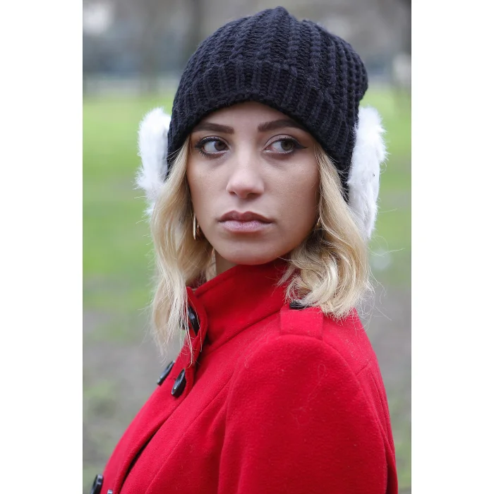 Kadın Kulaklıklı Bere 4753 Siyah