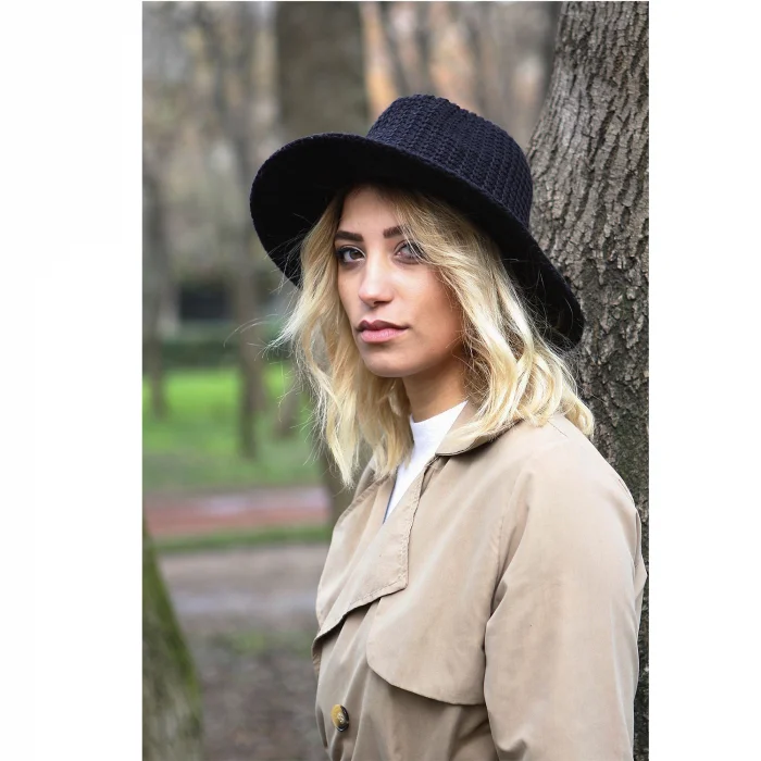 Örme Geniş Kenarlı Kadın Fötr 7171