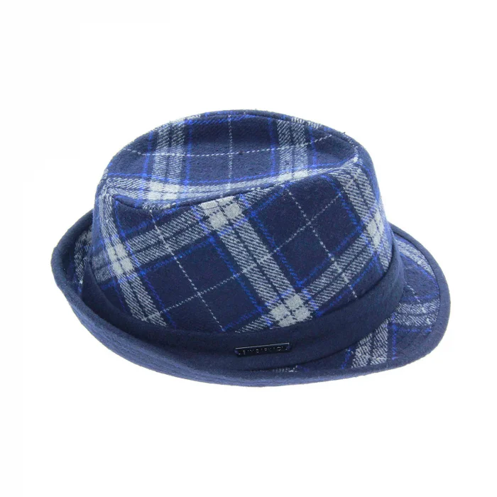 Erkek Ekose Desenli Fötr Şapka 5111 Lacivert