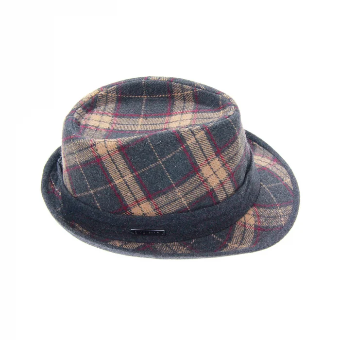 Erkek Ekose Desenli Fötr Şapka 5111 Gri