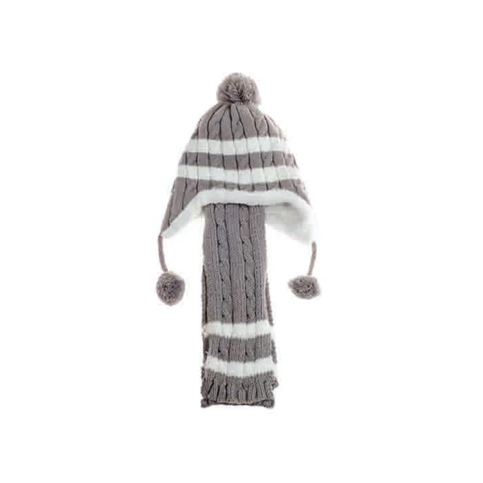 Erkek Çocuk Atkı Bere Takım Gri 5555