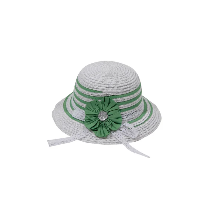 Kız Çocuk Çiçekli Hasır Şapka 4139