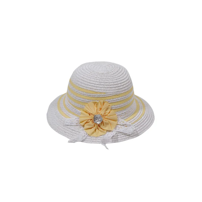 Kız Çocuk Çiçekli Hasır Şapka 4139