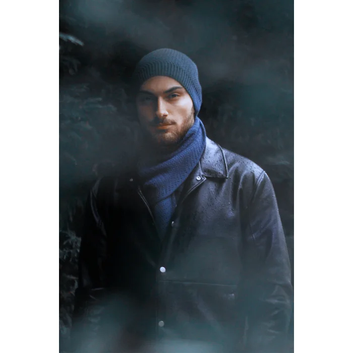 Lacivert Atkı Bere Takım 7567