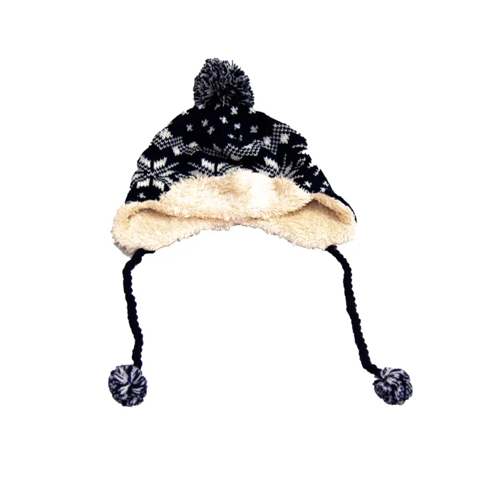 Siyah Beyaz Bebek içi Kürklü Şapka