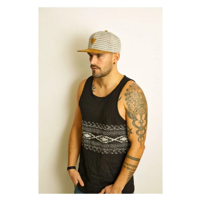 Çizgili Erkek Snapback Gri Şapka 5887