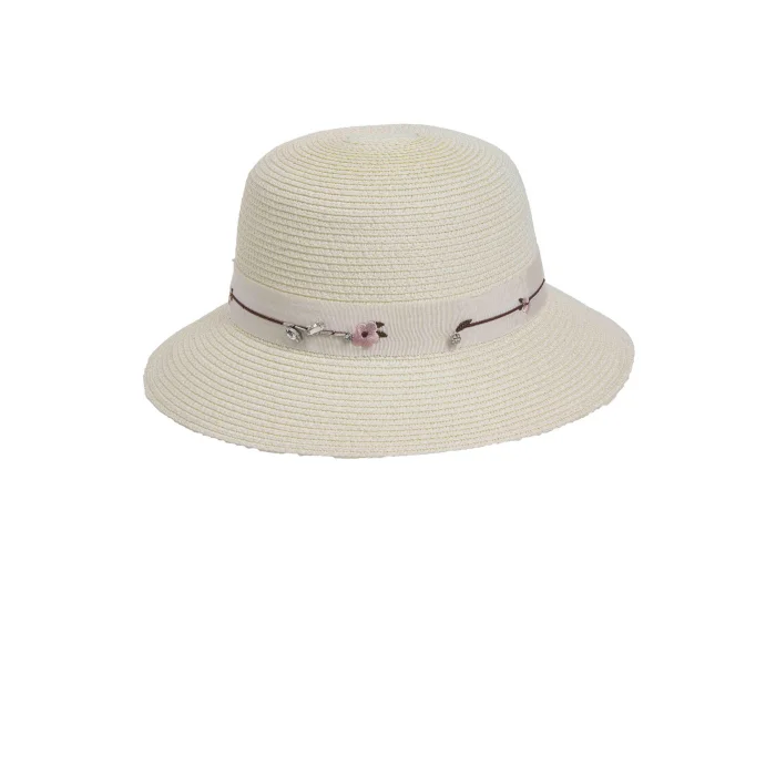 Kadın Çiçek Şeritli Şapka 1297