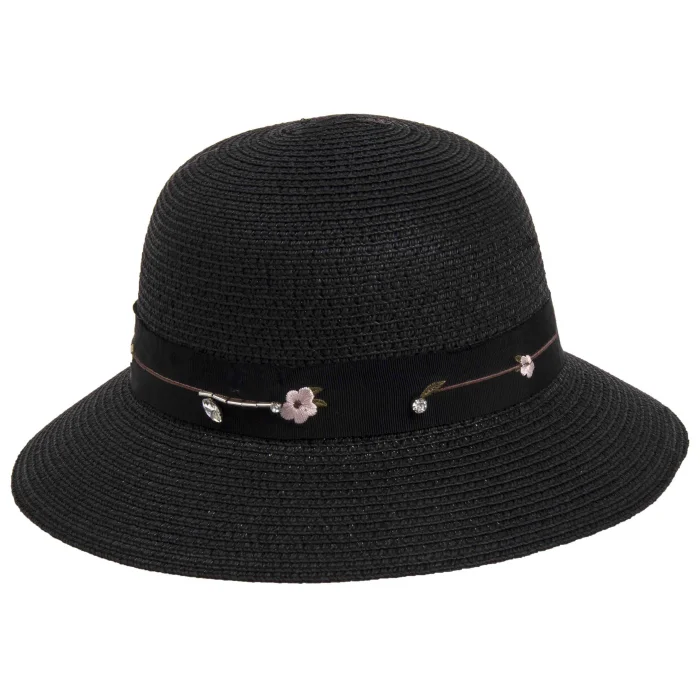 Kadın Çiçek Şeritli Şapka 1297
