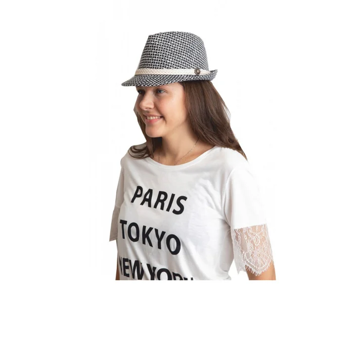 Düğmeli Kadın Fötr Şapka 6252