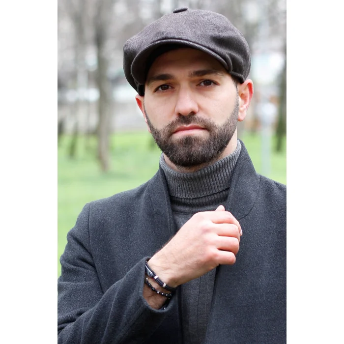 Erkek İngiliz Kasket 7450 Çizgili Kahverengi 7450