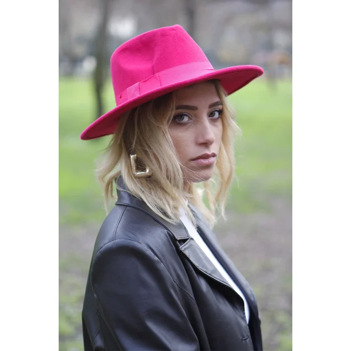 Kaşe Fötr Kadın Şapka 7173 Fuşya