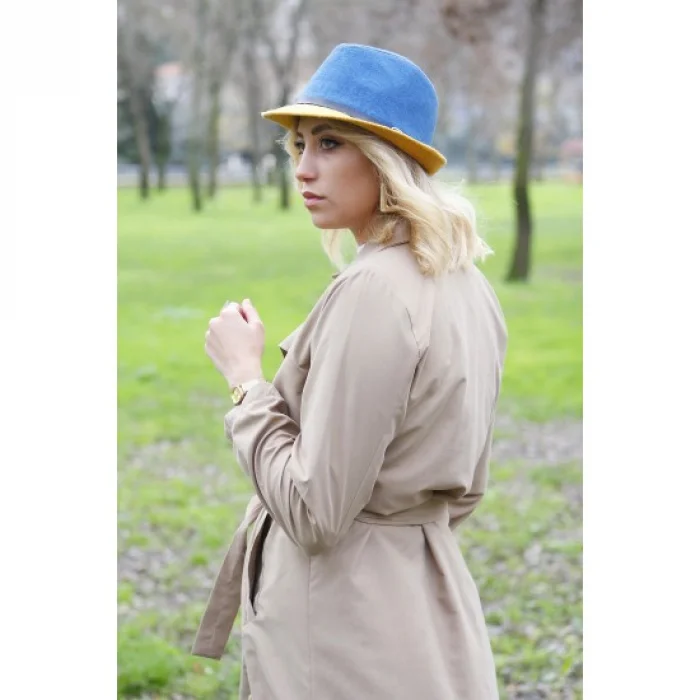 Kadın Çift Renk Kaşe Mavi Fötr 4792