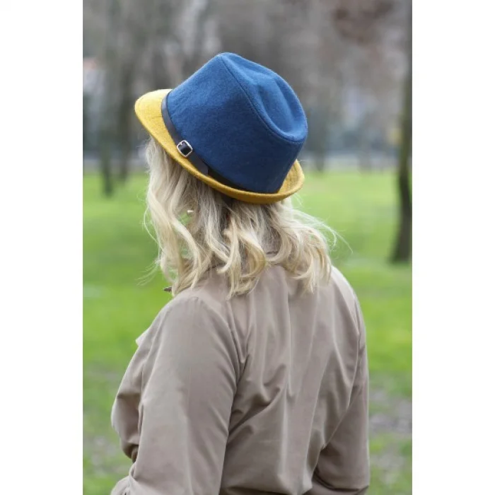 Kadın Çift Renk Kaşe Mavi Fötr 4792