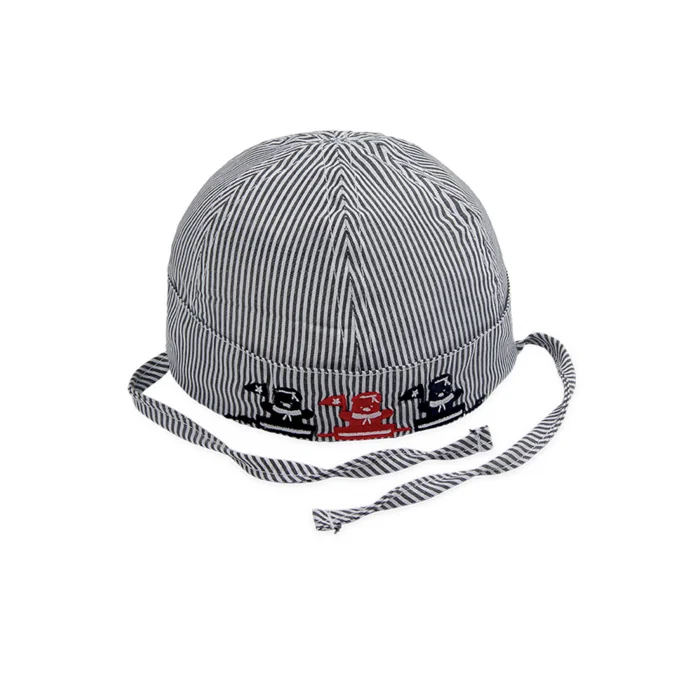 Erkek Bebek Çizgili Bermuda Şapka 1333 Siyah