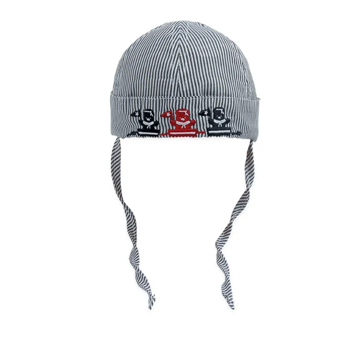 Erkek Bebek Çizgili Bermuda Şapka 1333 Siyah