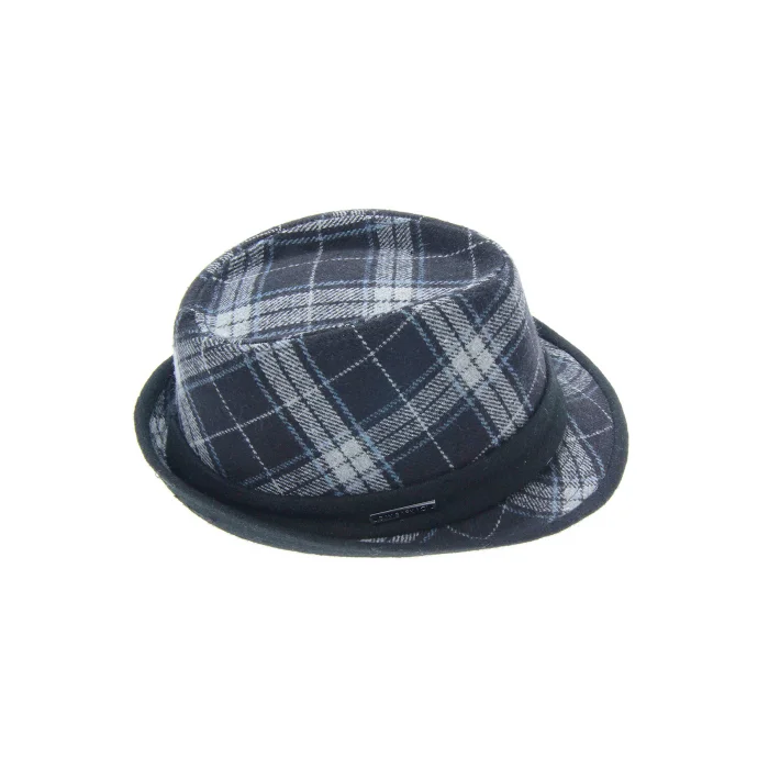 Erkek Ekose Desenli Fötr Şapka 5111 Siyah