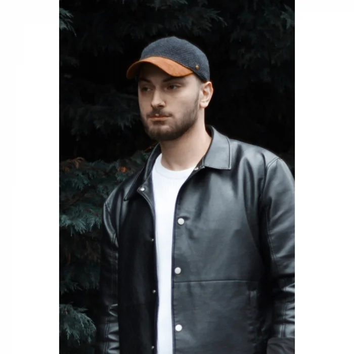 Gri Deri Şapka 7431-3