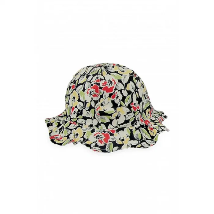 Kız Çocuk Yazlık Çiçekli Bermuda Siyah Şapka 1116