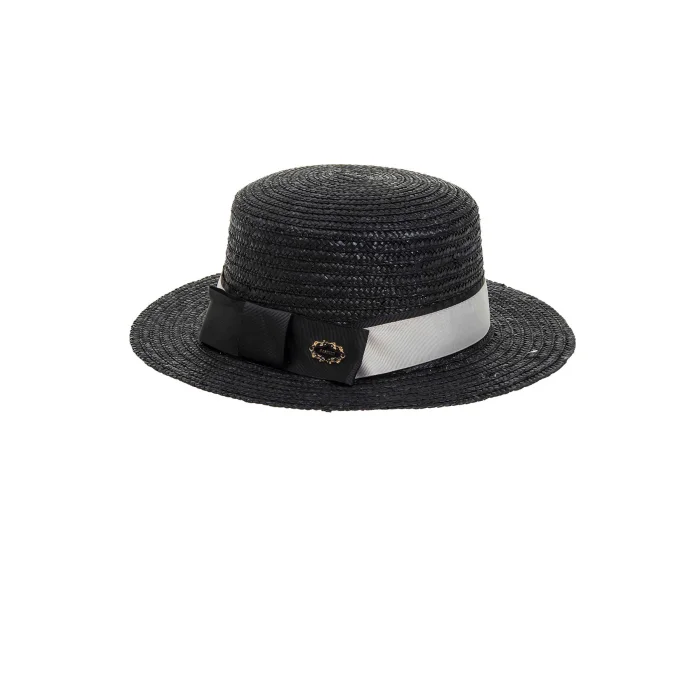 Kadın Fiyonklu Siyah Hasır Şapka 1081