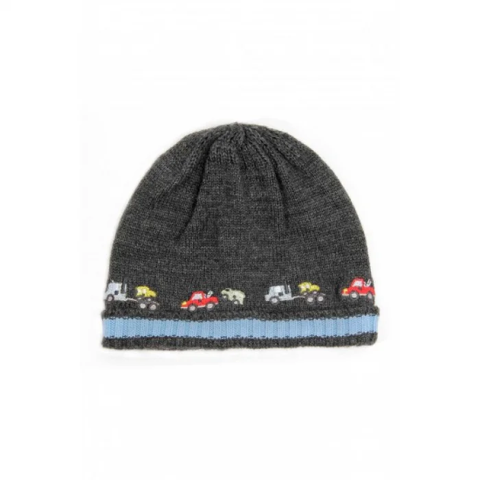 BAY ŞAPKACI - ERKEK BEBEK ARABA MOTİFLİ GRİ BERE 5764