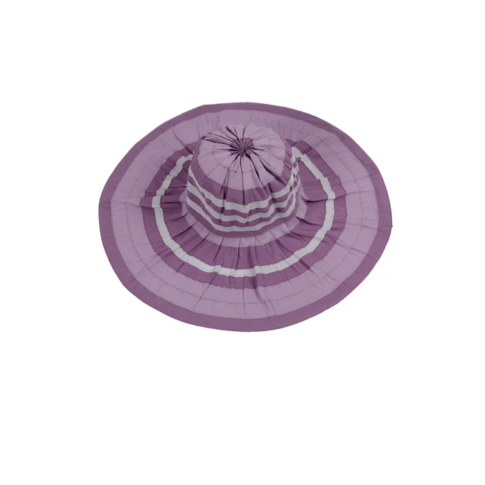 Bayan Çizgili Geniş Kenar Şapka