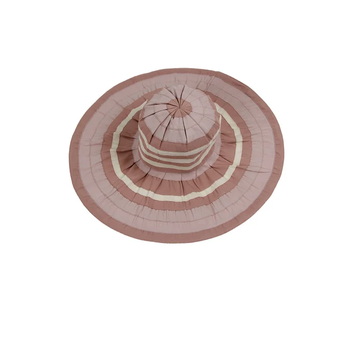 Bayan Çizgili Geniş Kenar Şapka