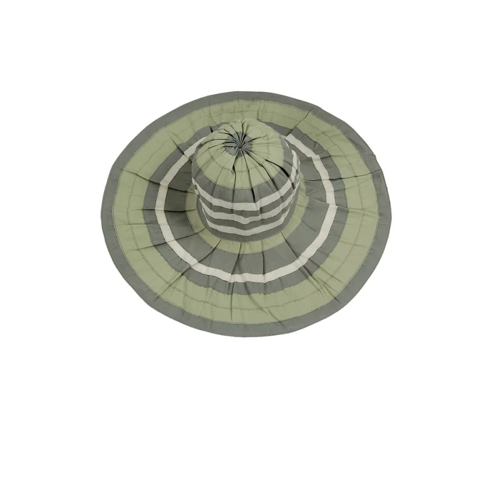 Bayan Çizgili Geniş Kenar Şapka